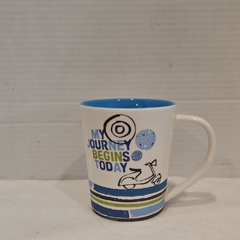 Starbucks Vintage 2008 "My Journey Begins Today" Vespa Coffee Tea 14oz Mug